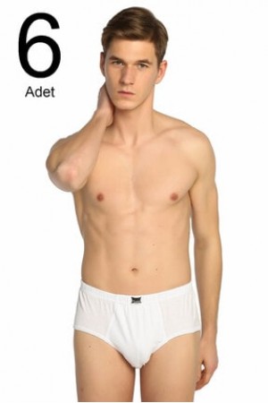Tutku Erkek Beyaz 6'Lı Paket Pamuk Slip