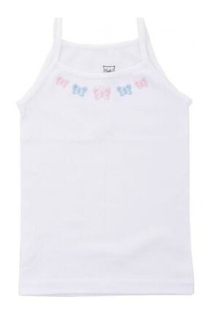 Tutku Kız 3 lu Çocuk Beyaz Ip Askılı Işlemeli Atlet